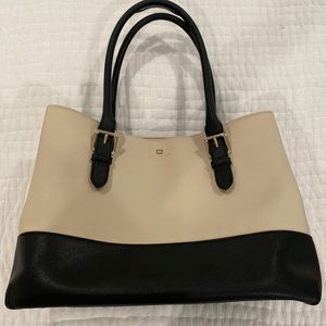 Kate Spade leather black & cream two toned tote, used